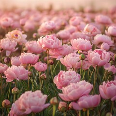 Obraz premium Vibrant Field of Pink Peonies