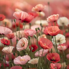 Vivid Field of Poppies: A Blur of Springtime