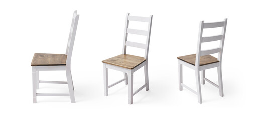 Wooden kitchen chair at different angles