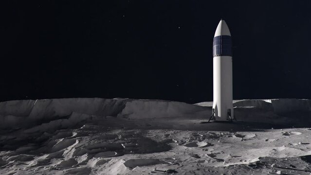 Close Timelapse of a Space Rocket on the Surface of the Moon
