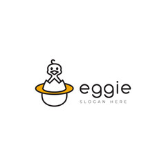 cute chick adorable line color logo design vector