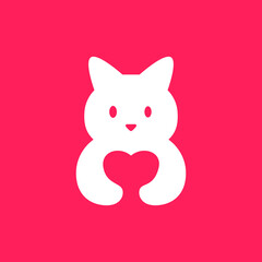 rabbit hug love pet cartoon mascot logo design vector