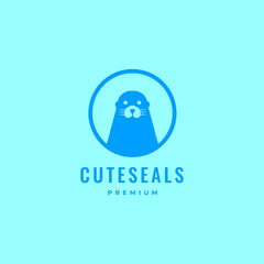cute seals mammal adorable aquatic animal modern logo design vector