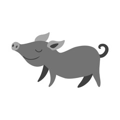 Cartoon cute black pig isolated on white background, colorful vector illustration farmer domestic animal, Character design for greeting card, children invitation, creation of zoo alphabet, baby shower
