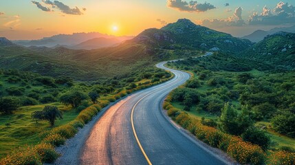 Beautiful Highway Road in nowhere rural country