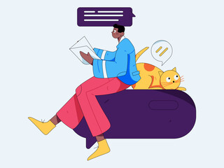 Virtual characters social communication concept business flat vector hand drawn illustration
