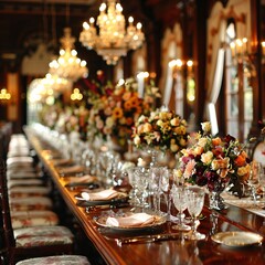 Luxurious Banquet Hall Set for a Formal Event