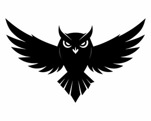 Black owl flying silhouettes vector.
