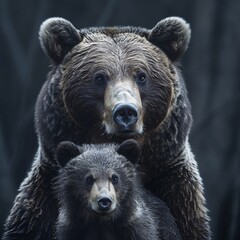 Mother and Cub Grizzly Bear