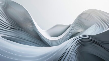 Abstract wavy form with gentle flow, focus on, sleek design, surreal, Composite, white minimal backdrop