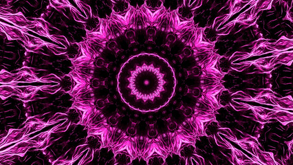 Abstract fractal flower spreading like electrical energy. Animation. Mandala ornament in a shape of a flower.