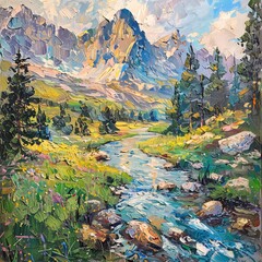 Mountainous Landscape with a Tranquil Stream