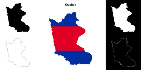 Kracheh province outline map set