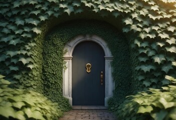 door in wall covered with leaves (145)