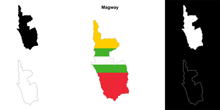 Magway blank outline map set