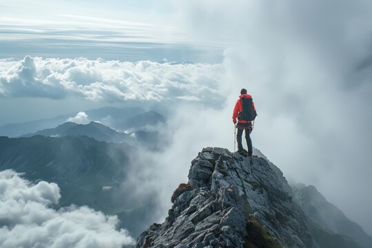 Epische Gipfelgl&Atilde;&frac14;ck: Bergsteiger Hoch &Atilde;&oelig;ber Wolken