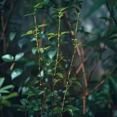Fototapeta premium Nature's Silent Symphony: A Close-up Perspective of Wildlife and Flora in a Forested Area