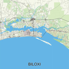 Biloxi, Mississippi, United States map poster art
