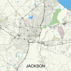 Jackson, Mississippi, United States map poster art