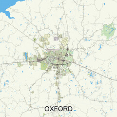 Oxford, Mississippi, United States map poster art