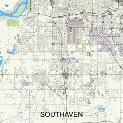 Obraz premium Southaven, Mississippi, United States map poster art