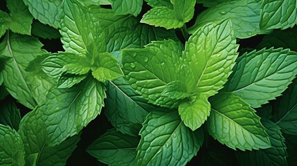 Detailed image of the light green, soft leaves of a mint plant, their refreshing aroma emphasized, symbolizing freshness and culinary delight.