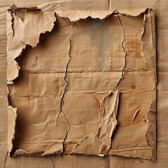 Torn Cardboard Piece with Rough Edges