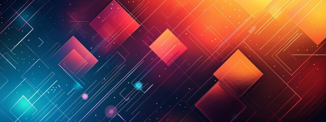 An abstract background with geometric shapes and vibrant colors. 