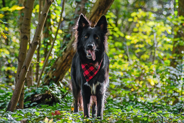 Hund müde im Wald