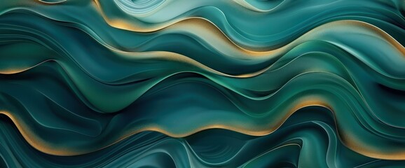 Fototapeta premium A long, curvy green wave with gold glitter on it