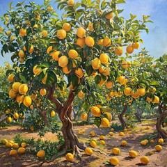 Bountiful Orchard: A Vibrant Display of Orange Trees