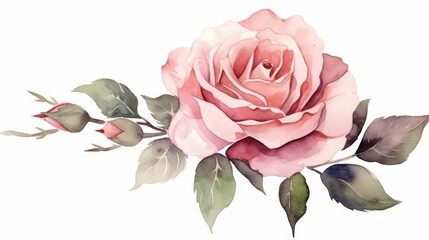 Obraz premium Set of water color of a corsage, with a single rose, worn on a wrist, at a prom night, Clipart isolated on white