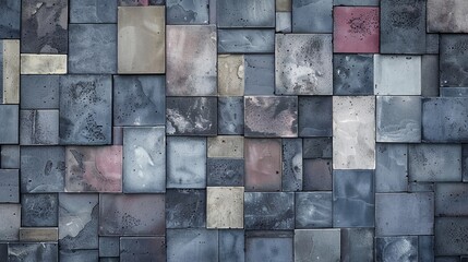 A whole ground paved with cement tiles of various sizes and shapes