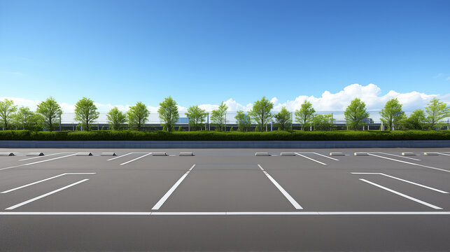 parking lot with a few trees in the background