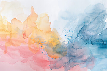 Abstract Watercolor Art Soft Turquoise and Peach Tones
