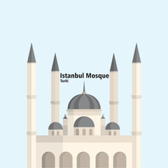 Istanbul Mosque Vector Flat Design Illustration