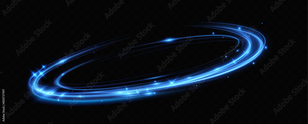 Aufkleber Blue neon ring. Glowing circle. Glow effect. Round light frame. abstract light lines of movement and speedAbstract light lines of movement and speed. light blue ellipse.
