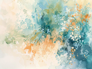 Abstract Watercolor Art Teal and Orange Splash