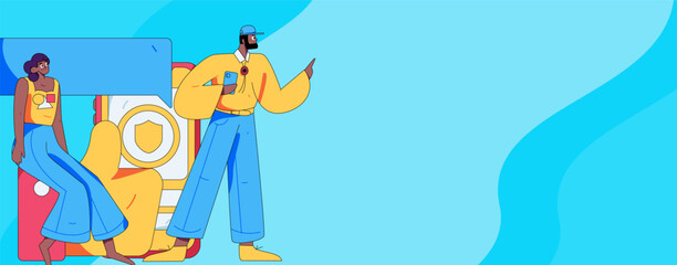 Virtual characters social communication concept business flat vector hand drawn illustration
