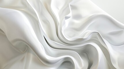 Obraz premium Smooth wavy shape in an abstract composition, focus on, dynamic movement, futuristic, Fusion, pristine white backdrop