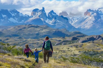 Fototapeta premium Patagonia Family Hiking Adventure
