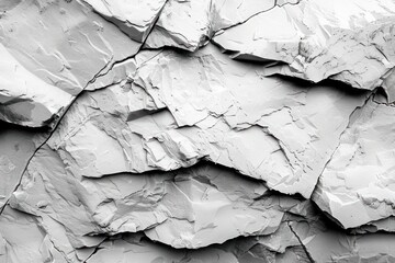 White stone background, rough surface of natural rock or marble with texture for design and decoration. White gray wall, white stone pattern. Black and white paper. Vector illustration. Flat lay.