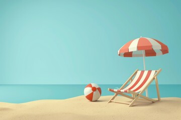 on vacation, time slows down and invites us to linger and enjoy the moment of sunbathing with a beautiful seascape on the horizon in comfortable colored loungers in the shade of a sun umbrella
