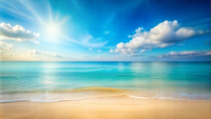 Obraz premium Calm Beach Blur: A soft, blue and beige blurred background that evokes the tranquility of a calm beach, perfect for summer and relaxation themes. 