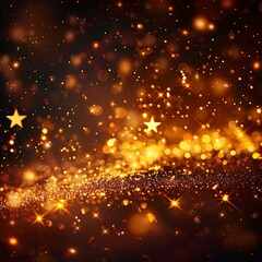 Obraz premium A Festive New Year's Eve with a Dazzling Starry Sky and Shimmering Fireworks Display
