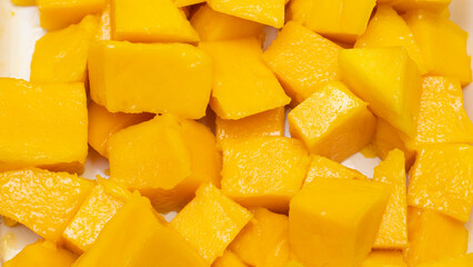 Isolated mango. Fresh organic mango with isolated clipping path. Mango macro studio photo.  Mango slice. 