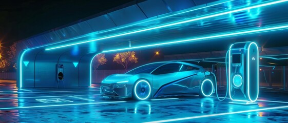 A surreal interpretation of an autonomous vehicle charging station