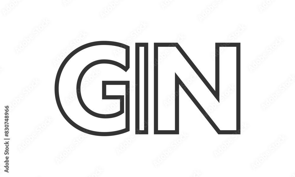 Poster GIN logo design template with strong and modern bold text. Initial based vector logotype featuring simple and minimal typography. Trendy company identity.