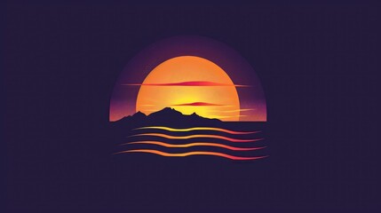 Obraz premium Illustration sun or sunlight, sunset, sunrise bright yellow sign outdoors logo design template AI generated