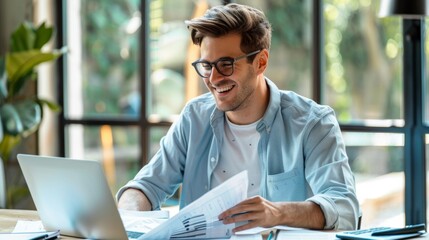 The man working at desk